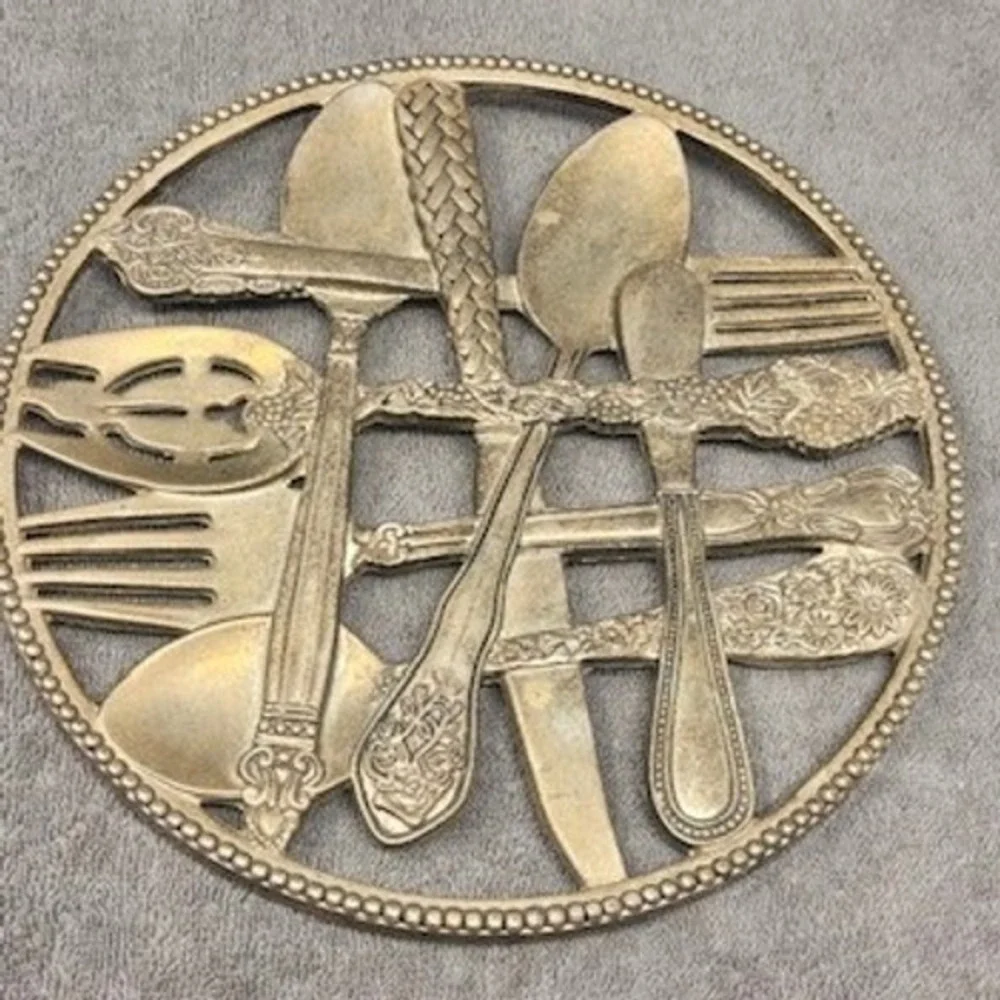 Vintage Godinger Silver Plated Flatware Trivet 9 Inch Utensil Wall Decor
